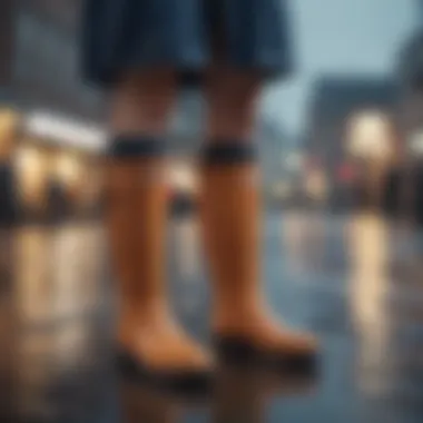 Casual outfit featuring chic rain boots for all weather