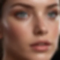 Close-up of a dewy complexion highlighting skin texture