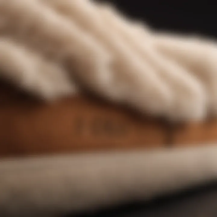 Close-up of UGG slipper material highlighting comfort and quality