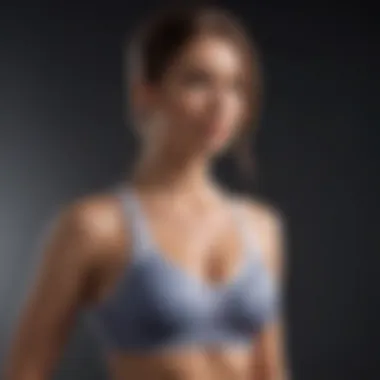 A model demonstrating the correct fit of a sports bra designed for large busts during a running session