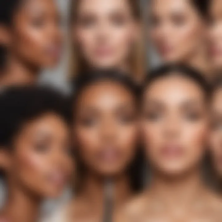 A collage of diverse beauty enthusiasts using BareMinerals products, reflecting modern beauty standards.