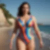 Stylish curvy swimsuit in vibrant colors