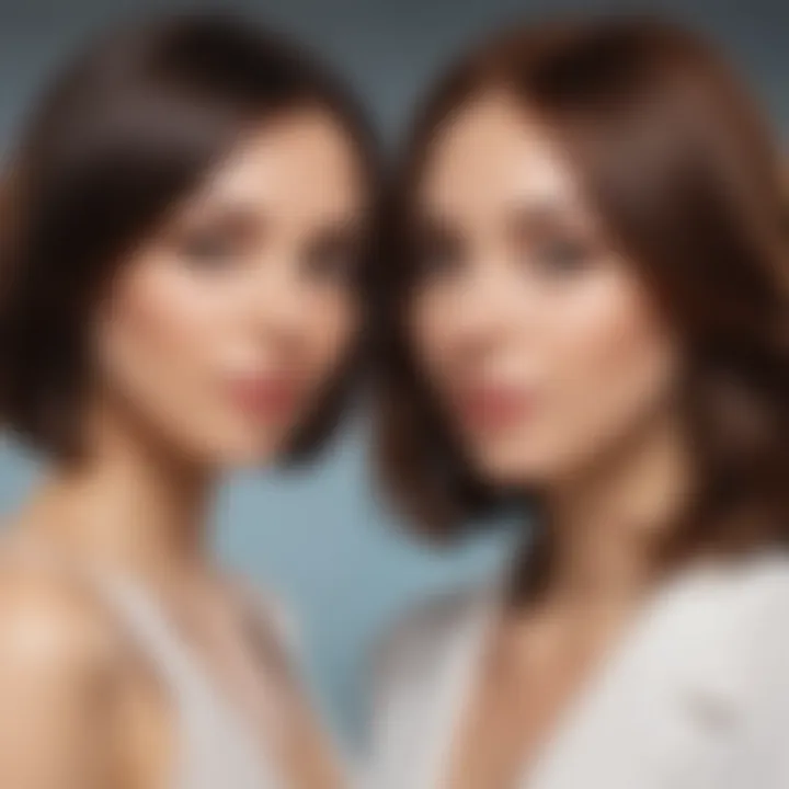 Before and after comparison showcasing the effects of hair cream on straight hair