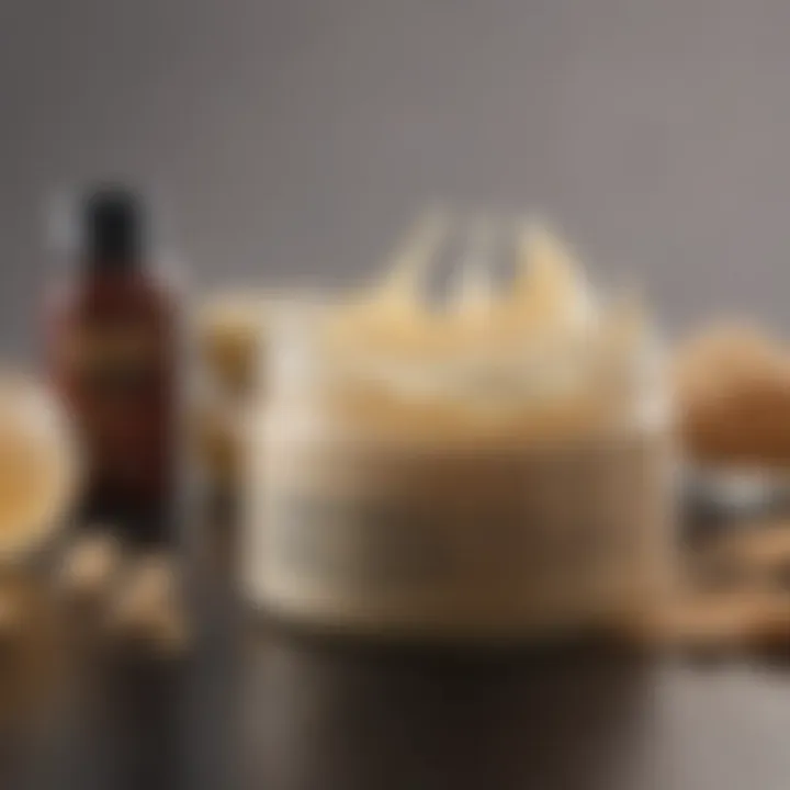 Detailed view of essential ingredients in hair creams
