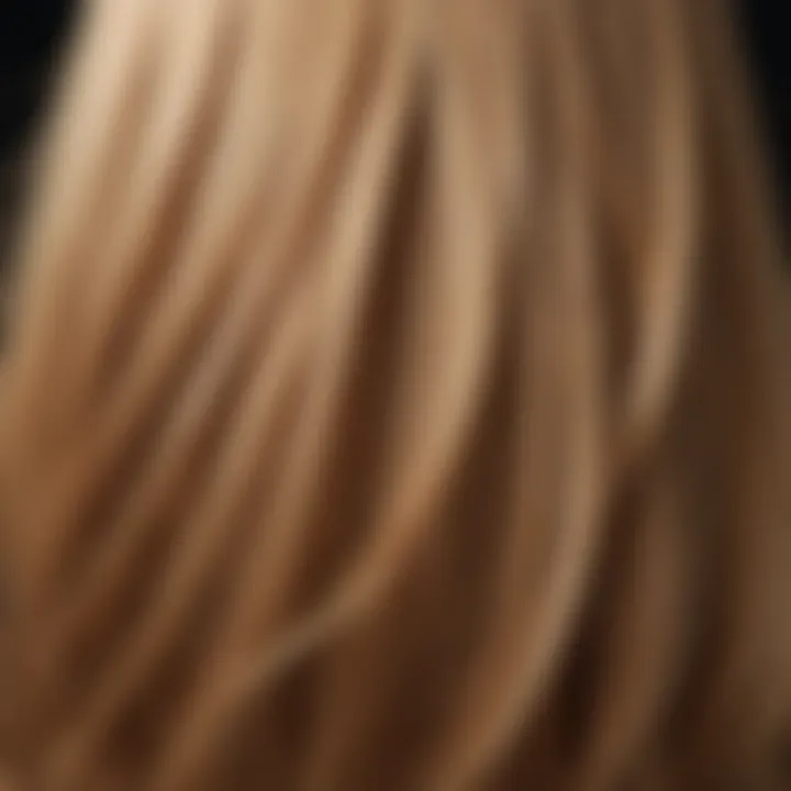 A close-up of hair strands showing healthy shine after using heat protectant.