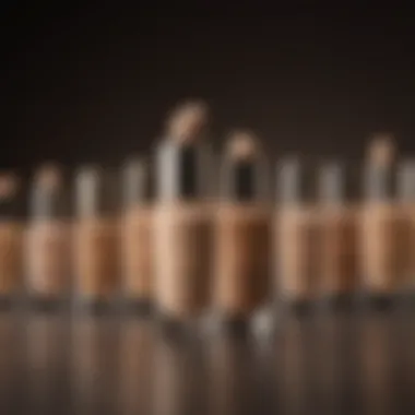 A diverse array of light coverage foundations showcasing various formulations.