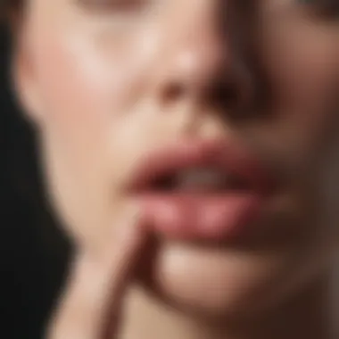 Close-up of a soothing lip balm application