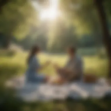 Couple enjoying a romantic picnic in nature