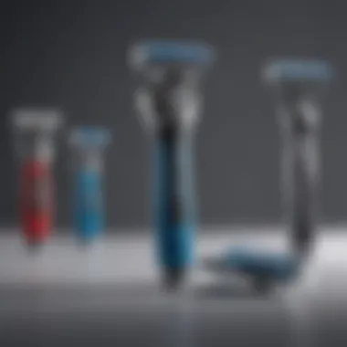 A selection of manual and disposable razors for leg shaving