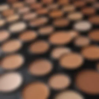 A close-up of different shades of blemish foundation on a palette.