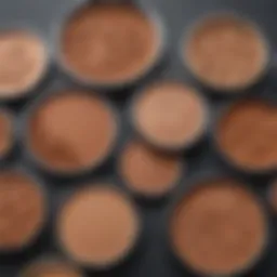 A variety of bronzers suitable for medium skin tones displayed on a vanity