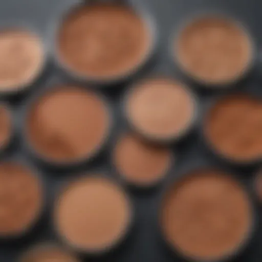 A variety of bronzers suitable for medium skin tones displayed on a vanity