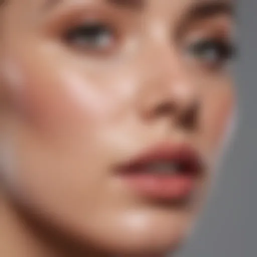 Close-up of a smooth skin texture after applying primer