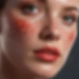 Close-up of red, irritated skin showcasing acne