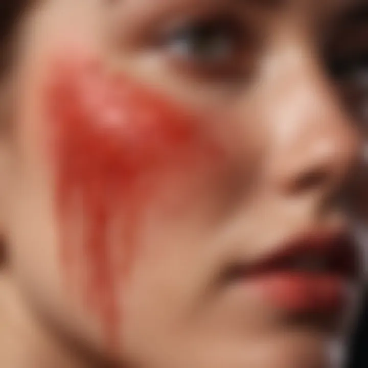 A close-up of red, bumpy skin showing irritation