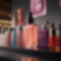 A vibrant display of beauty products arranged aesthetically.