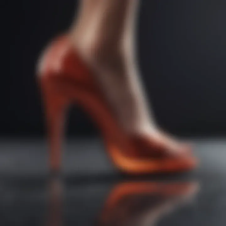 Close-up of heel material emphasizing comfort technology