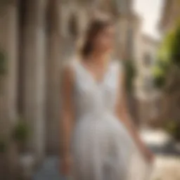 Elegant linen dress styled for a summer outing