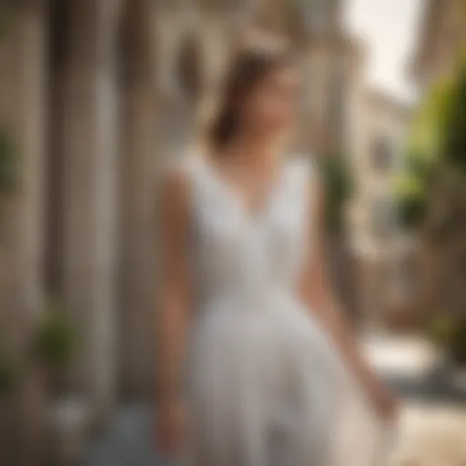 Elegant linen dress styled for a summer outing