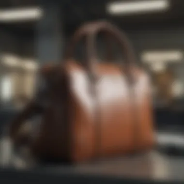 Stylish commuter bag displayed in a modern office setting
