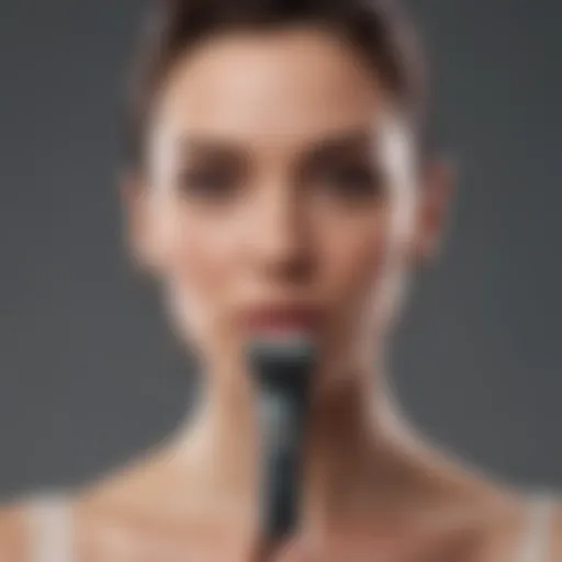 Close-up of a sleek battery lady shaver showcasing its design and functionality