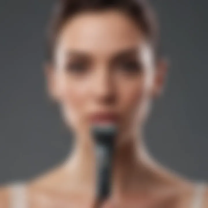 Close-up of a sleek battery lady shaver showcasing its design and functionality