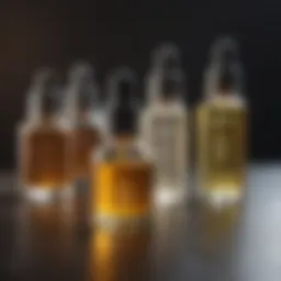 Nourishing facial oils displayed in elegant glass bottles