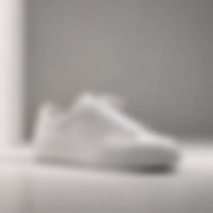 Elegant all white leather sneakers on a minimalist background