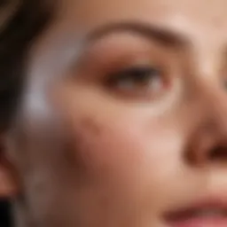 Close-up view of brown spots on skin