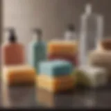 An assortment of soaps formulated for back acne treatment