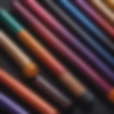 A close-up of an eye shadow stick showcasing various vibrant colors