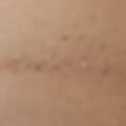 Close-up view of foundation texture on a skin swatch