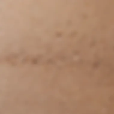 Close-up view of foundation texture on a skin swatch