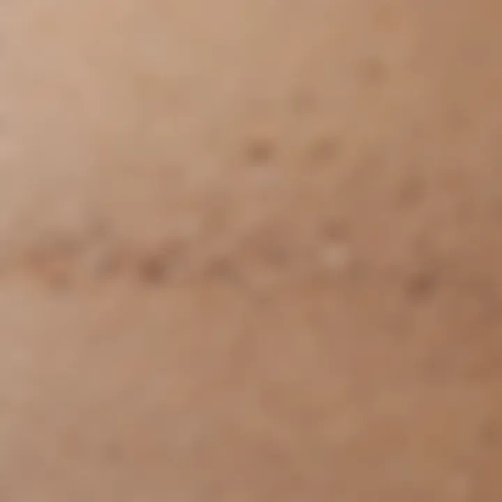 Close-up view of foundation texture on a skin swatch