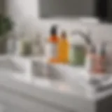 A variety of skincare products arranged aesthetically on a bathroom countertop