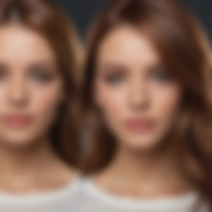 Before and after comparison of hair color enhanced with conditioning gloss