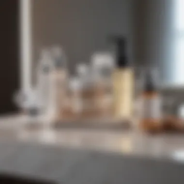 Acne Treatment Products Display Illustration of various acne treatment products on a vanity