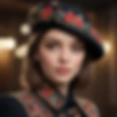 A chic beret adorned with intricate embroidery, showcasing contemporary design.