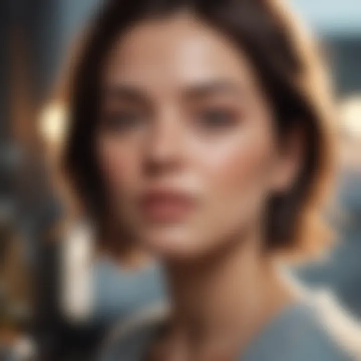 A serene setting depicting a person engaging in a self-care routine for dark brown hair.