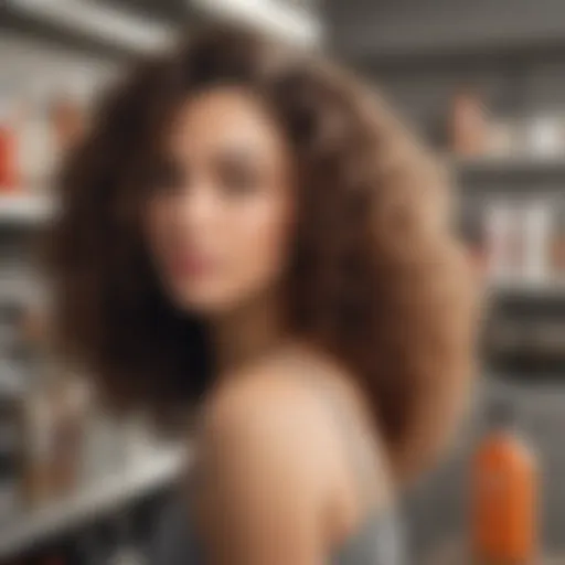 Nourishing curly hair products on a shelf