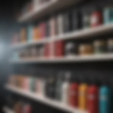 Stylish Shelf of Hair Care Products Trendy hair care products on a stylish shelf