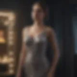 Elegant evening dress displayed on a mannequin