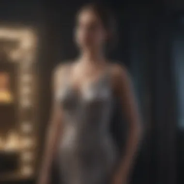 Elegant evening dress displayed on a mannequin