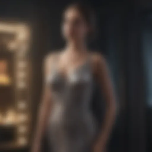 Elegant evening dress displayed on a mannequin