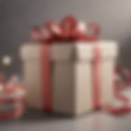 A lavishly wrapped gift box adorned with an elegant ribbon, symbolizing thoughtfulness and care.