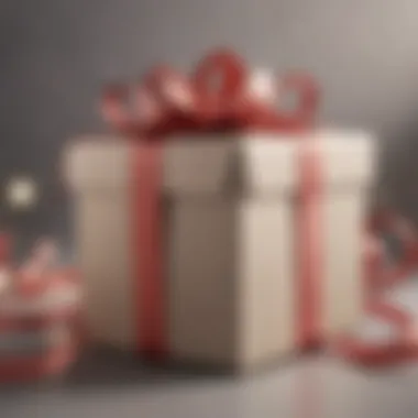 Thoughtful Gift Presentation A lavishly wrapped gift box adorned with an elegant ribbon, symbolizing thoughtfulness and care.