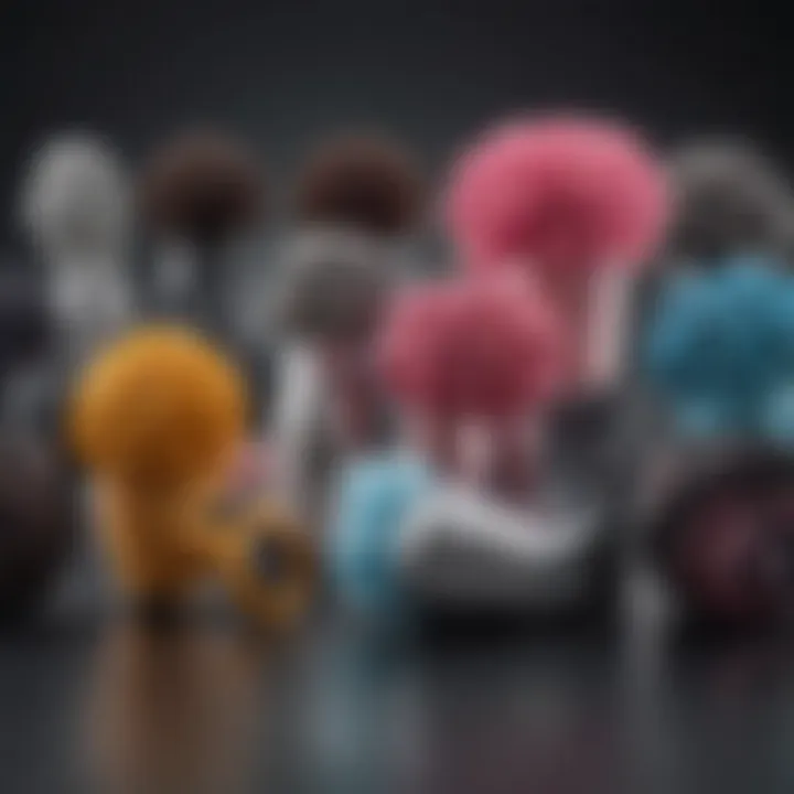 Various types of electric hair curlers arranged aesthetically