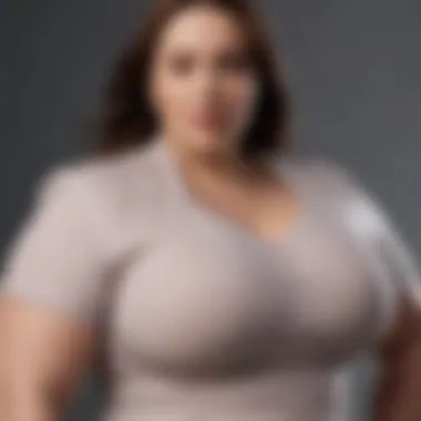 Close-up of well-structured plus size clothing emphasizing fit