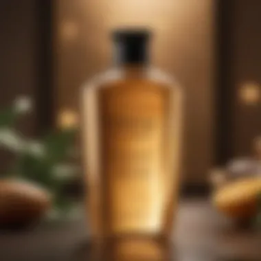 Luxurious shampoo bottle surrounded by natural ingredients