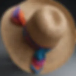 A stylish wide-brimmed straw hat with a colorful ribbon